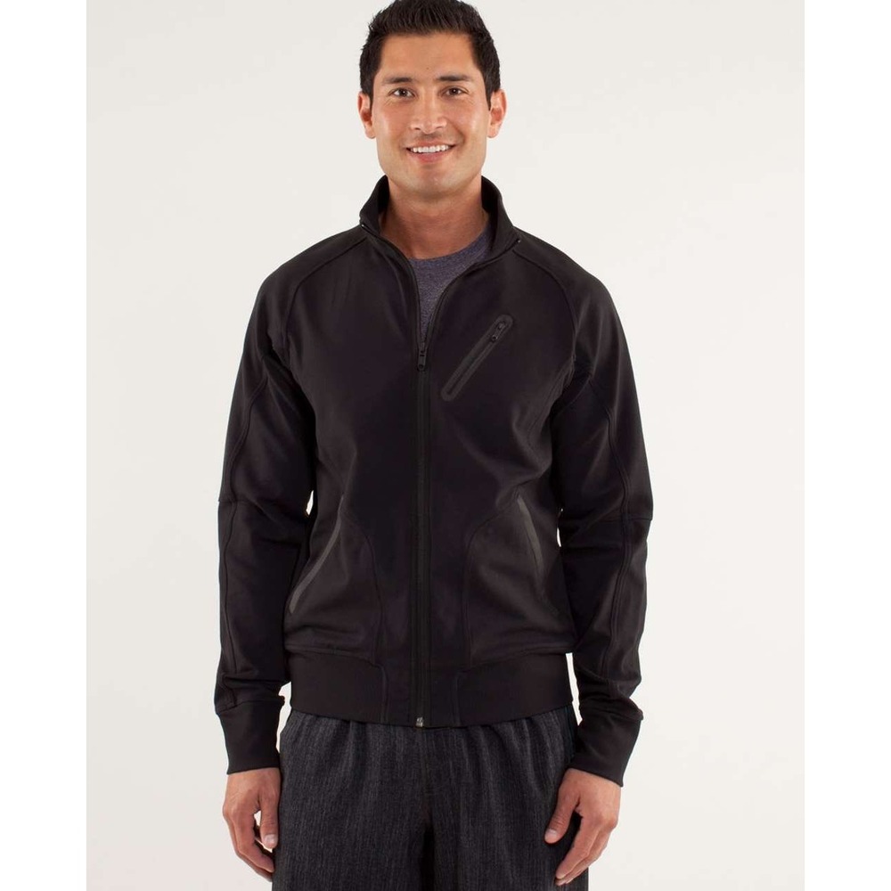 Lululemon Trainer Jacket Mens M Black‎ Full Zip Performance Activewear Workout